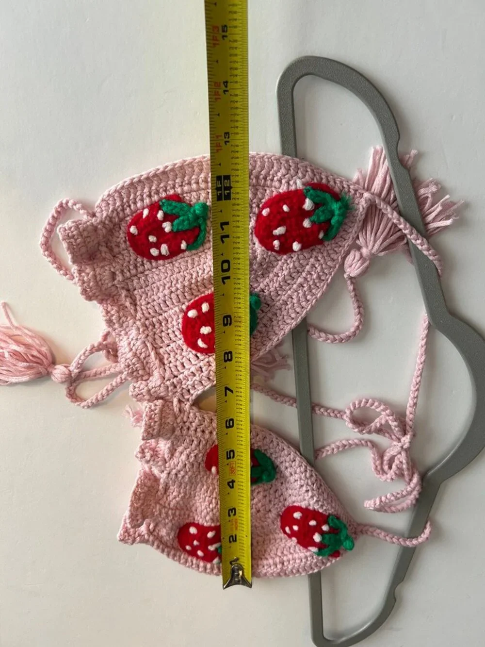 Handmade Crochet Strawberry 2 Piece Set Pink Cottagecore Coquette Fairycore XS/S